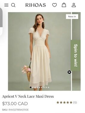 RIHOAS Apricot Lace V-Neck Maxi Dress